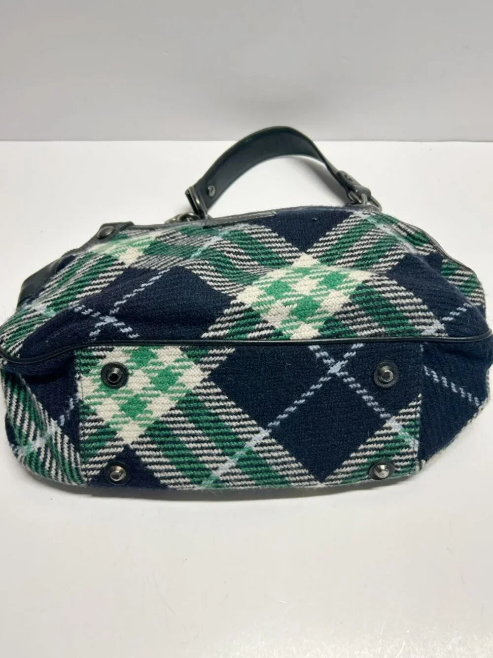 Burberry Black and Green Plaid Shoulder Bag with Chain Strap